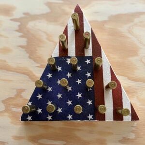 New Handcrafted Patriotic Triangle peg game with authentic bullet